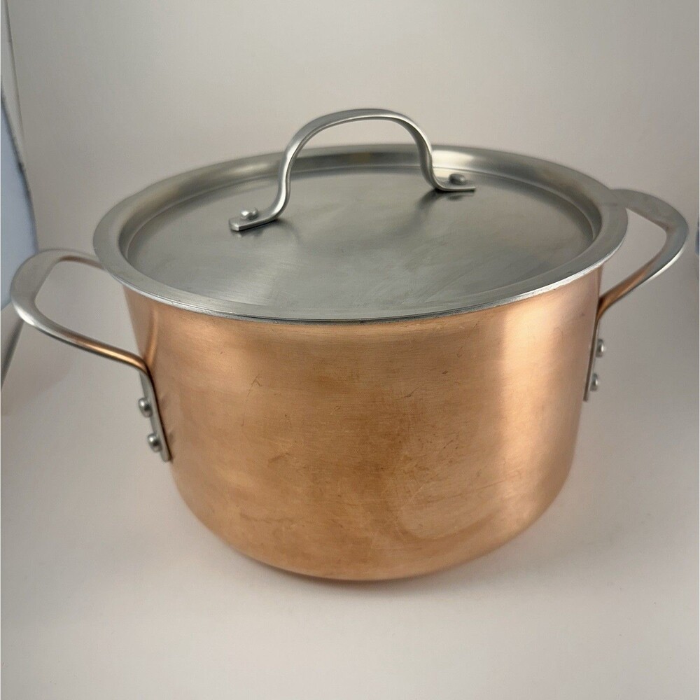 Calphalon Copper Tri-Ply Stainless Steel 6 Qt Stock Pot w/Lid 10"